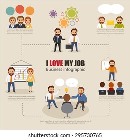 set of business character at office work