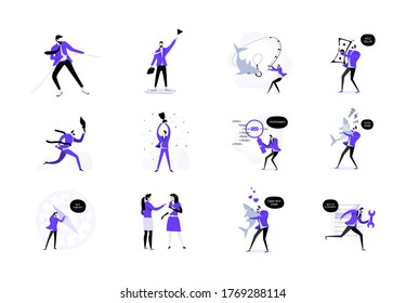 Set of business characters
Compare with your trade model. Commerce enterprise. Leader skills taking to a new level your company. Vector Isolated