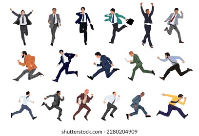 Set of Business characters running vector isolated