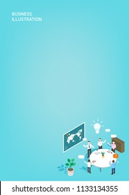 Set of business characters working in office.