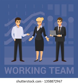 Set of business characters working in office in various poses. Business People teamwork. Vector illustration in cartoon style