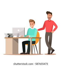 Set of business characters working in office. Vector illustration design