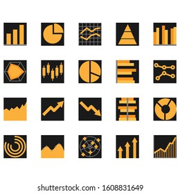 Set of  business chart for report, Flat icon vector illustration