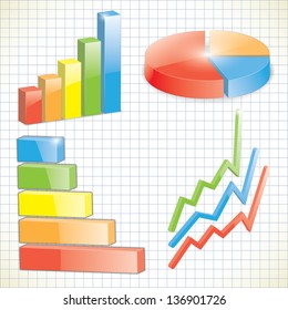 set of business charts. 3d. vector eps10