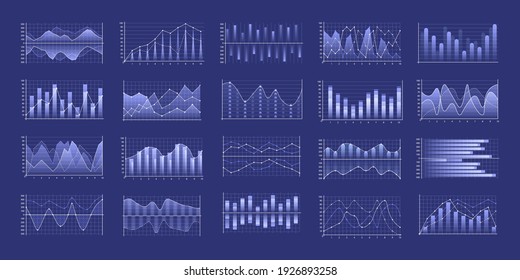Set of business charts and diagram, infographic template flowchart. Business data market. Infographic icons including clustered column, stacked, bar, line, marked, area.