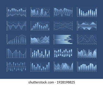 Set of business charts and diagram, infographic template flowchart. Business data market. Infographic icons including clustered column, stacked, bar, line, marked, area.