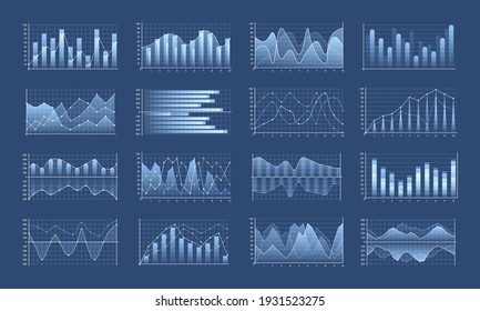 Set of business charts and diagram, infographic template flowchart. Business data market. Infographic icons including clustered column, stacked, bar, line, marked, area.