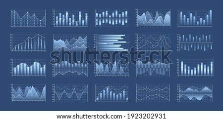 Set of business charts and diagram, infographic template flowchart. Business data market. Infographic icons including clustered column, stacked, bar, line, marked, area.