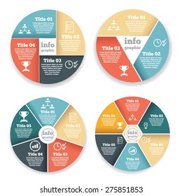 Set Of Business Circle Info Graphic, Diagram, Presentation  Steps