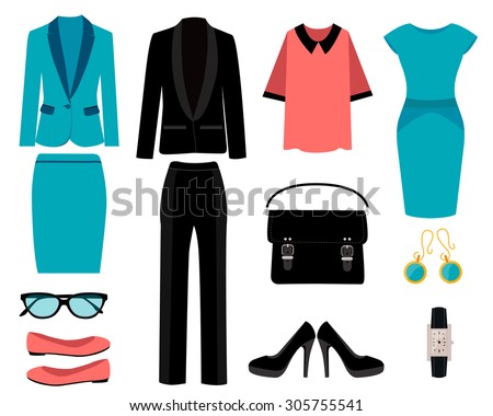 Set of business clothes for women. Vector illustration

