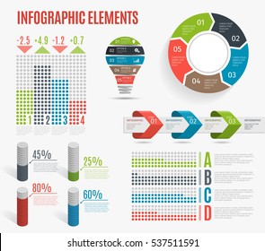 Set of business colorful infographic elements. Template for presentation, chart, graph. Vector illustration