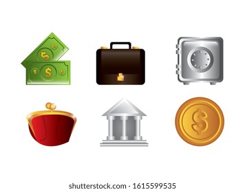 set of business commerce icons vector illustration design