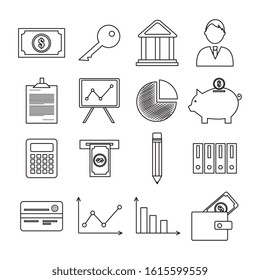 set of business commerce icons vector illustration design