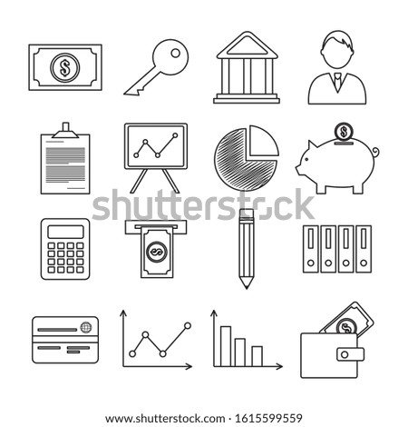 set of business commerce icons vector illustration design