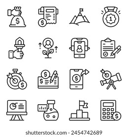 Set of Business and Commerce Linear Icons 

