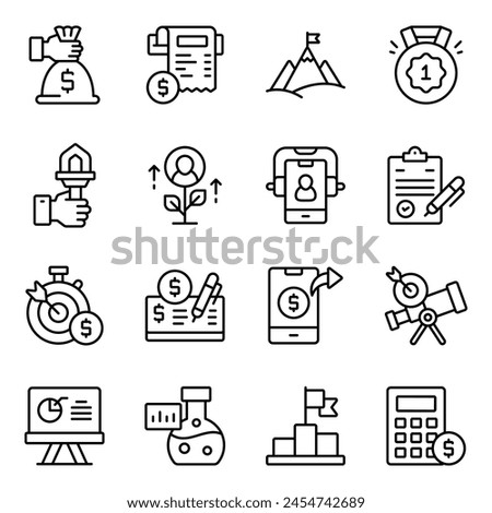 Set of Business and Commerce Linear Icons 

