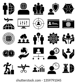 The set of business - communication, conversation, internet, marketing, chess, global, airplane, business, communication, consulting, care, customer, insurance, job, global, human