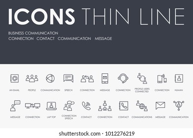 Set of BUSINESS COMMUNICATION Thin Line Vector Icons and Pictograms