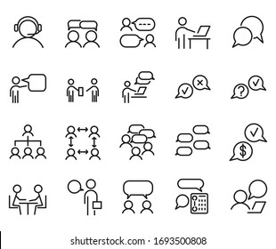 Set of Business Communication Vector Line Icon Isolated On a White Background