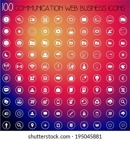 Set of business, communication and web flat icons. Simple symbols for web and user interface design.
