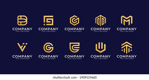 Set of business company logo icon design collection