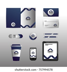 set business company stationary template with documents