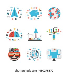 set of business and concept idea, isolated on white background