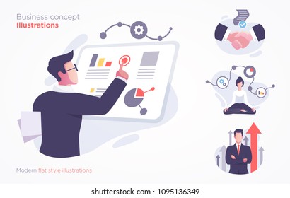 Set von Business Concept Illustration. Moderne, flache Vektorgrafik