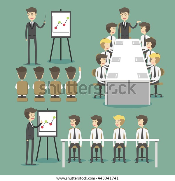 Set Business Concept Training Meeting Agreement Stock Vector (Royalty ...