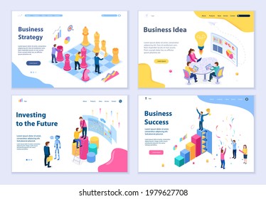 Set of Business concepts, 3d isometric design vector illustration, for graphic and web design