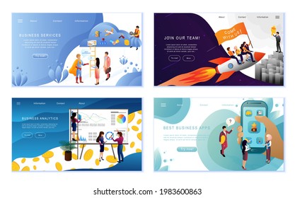 Set of Business concepts, flat design vector illustration, for graphic and web design