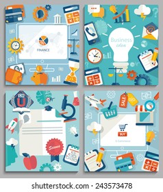 Set of business concepts - start up, idea, finance, commerce, vector illustration.