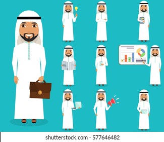 Diverse Set Saudi Arab Man On Stock Vector (Royalty Free) 1876842052