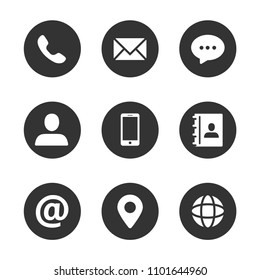 set of business contact flat icon in circle shape vector images