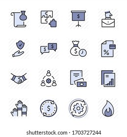 Set of Business Cooperation Vector Line Icons. Contains such Icons as Puzzle, Partnership, Money, Handshake, Dollars, Team, Synergy, Work, Interaction and more.Editable Stroke. 32x32 Pixel Perfect.