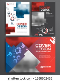 Set of Business cover brochure template digital infographic