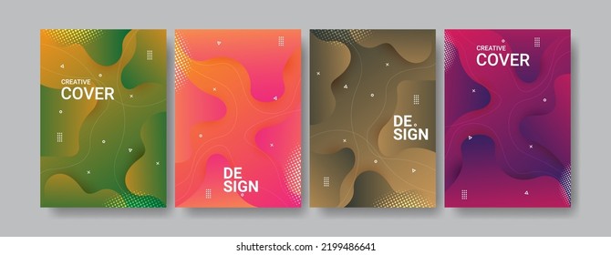 Set Of Business Cover Collection in A4 Size Fluid Shape