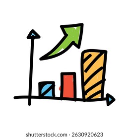 Conjunto de un gráfico de Doodle de crayón de negocios
