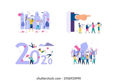 Set of business crisis and economic decline concepts