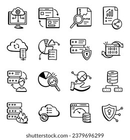 Set of Business and Data Doodle Icons

