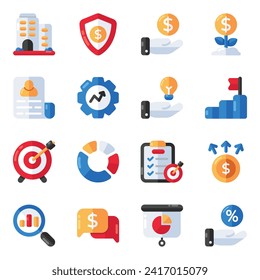 Set of Business and Data Flat Icons

