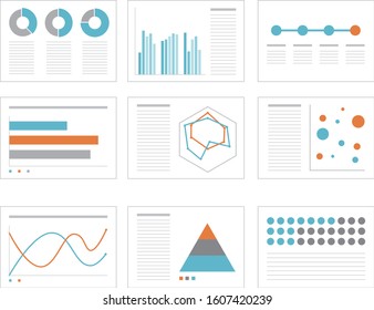 Set of  business data and graphs  icons.