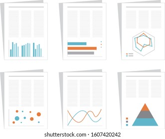 Set of  business data and graphs  icons.