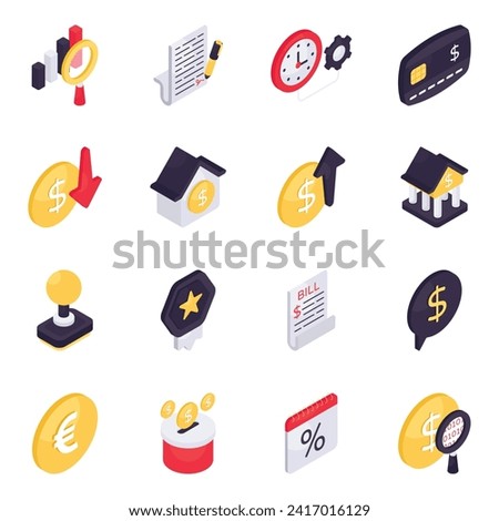 Set of Business and Data Isometric Icons

