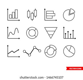 Set of business data related icons. Outline type.Isolated vector sign symbol.