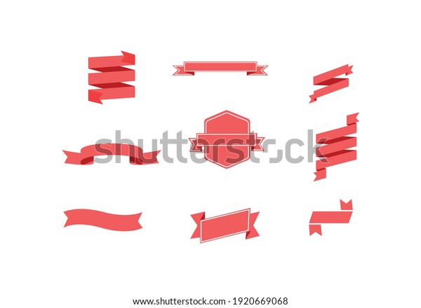 Set of\
business and design ribbon banners. Label collection templates.\
Flat ribbon banners isolated on white\
background.