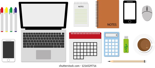 set of  business and desktop utilities, vector graphic, editable, easy to use, different layer