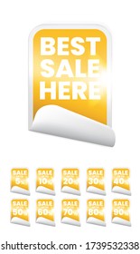 Set of Business Detailed Golden Labels on White Background . Isolated Vector Elements