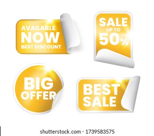 Set of Business Detailed Golden Labels on White Background . Isolated Vector Elements