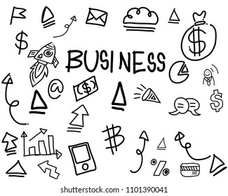 Set of Business diagram, approximation, statistics; team, idea,  Vector hand drawing illustration. doodles icon